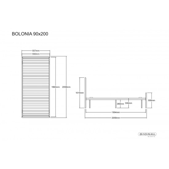 Кровать односпальная BOLONIA 90X200 Черный BOLONIAC90 2